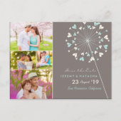 Dandelions Liebe Herz 4 Multi-Foto Save the Date Ankündigungspostkarte (Vorderseite)