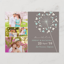 Dandelions Liebe Herz 4 Multi-Foto Save the Date Ankündigungspostkarte