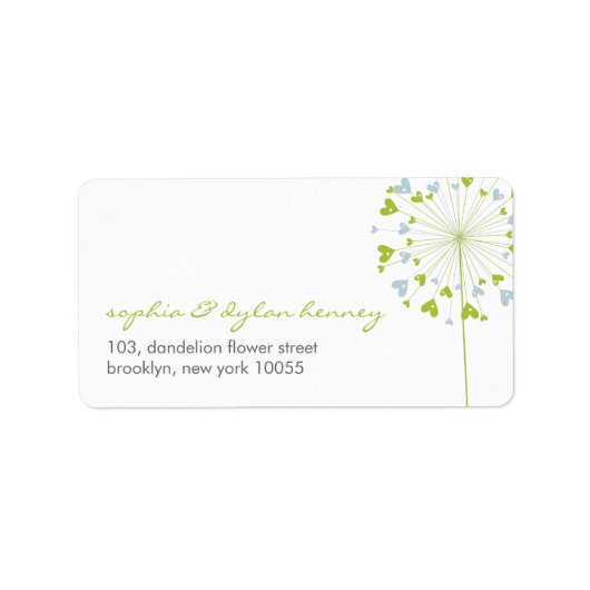 Dandelions Liebe Niedliche Sommer-Hochzeitsplattfo Adressaufkleber (Vorne)
