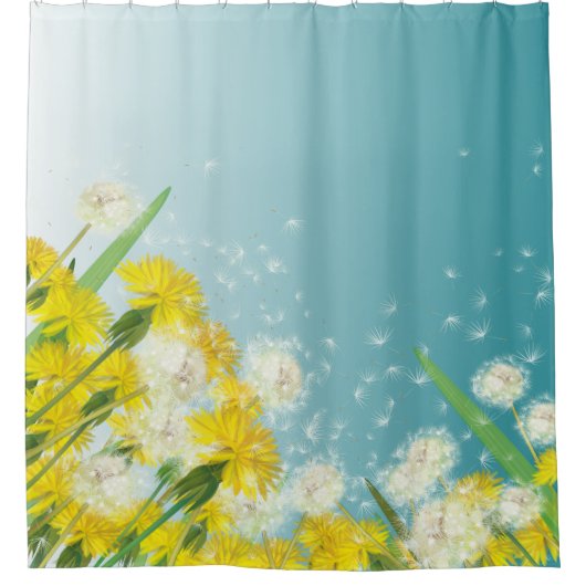 Dandelions Ombré CHANGE HINTERGRUNDFARBE Duschvorhang (Vorderseite)