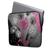 Dandelions Pink Black White Electronics laptop bag Laptopschutzhülle (Vorderseite Links)