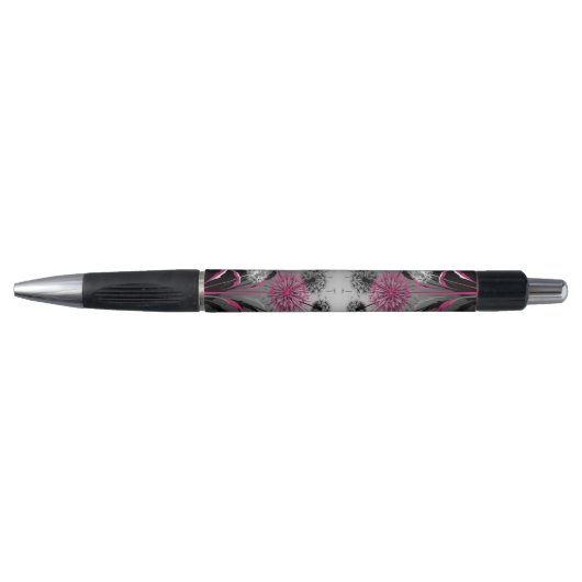 Dandelions Pink Black White Pen Kugelschreiber (Vorderseite)