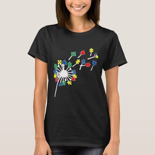 Dandelions Puzzleteile Autismus Bewusstsein T-Shirt (Vorderseite)