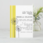 Dandelions Retro Yellow Baby Dusche Einladung (Stehend Vorderseite)