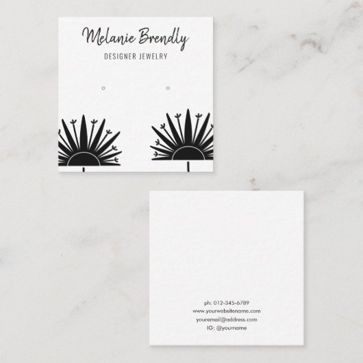 Dandelions Schwarz-weiße Schmuckstücke Ofenanzeige Quadratische Visitenkarte (Vorne/Hinten)