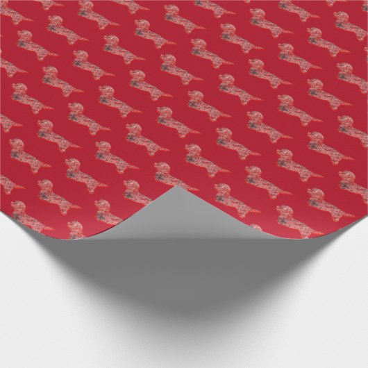 Dandie Dinmont Christmas Dog Niedliche Silhouette Geschenkpapier (Ecke)