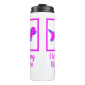 Dandie Dinmont Dog Hot Pink & Blue Silhouette Thermosbecher (Vorderseite)