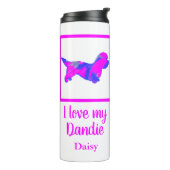 Dandie Dinmont Dog Hot Pink & Blue Silhouette Thermosbecher (Nach links gedreht)