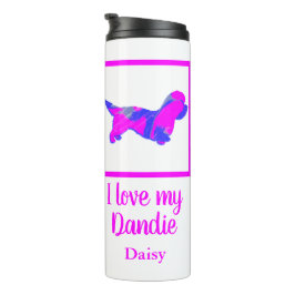 Dandie Dinmont Dog Hot Pink & Blue Silhouette Thermosbecher