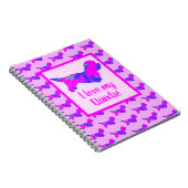Dandie Dinmont Dog Lover Pink & Blue Silhouette Notizblock (Rechte Seite)