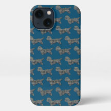 Dandie Dinmont Dog Niedlich Silhouette Grid Blue