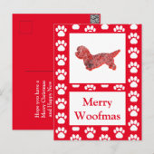 Dandie Dinmont Dog Silhouette Red Merry Weihnachte Postkarte (Vorne/Hinten)