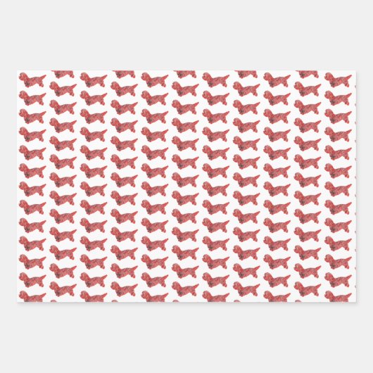 Dandie Dinmont Dog Silhouette Red Merry Woofmas Geschenkpapier Set (Vorderseite 3)