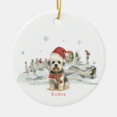 Dandie Dinmont Dog Watercolor Monogram Keramik Ornament (Vorne)