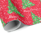 Dandie Dinmont Terrier Dog Christmas Tree Red Geschenkpapier (Rolleneckpunkt)