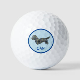 Dandie Dinmont Terrier Dog Silhouette Grid Golfball