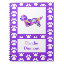 Dandie Dinmont Terrier Dog Silhouette PurplePY&B