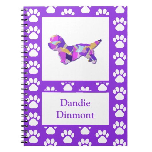 Dandie Dinmont Terrier Dog Silhouette PurplePY&B Notizblock (Vorderseite)