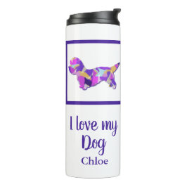 Dandie Dinmont Terrier Dog Silhouette PurplePY&B Thermosbecher