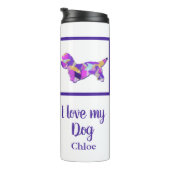 Dandie Dinmont Terrier Dog Silhouette PurplePY&B Thermosbecher (Nach rechts gedreht)