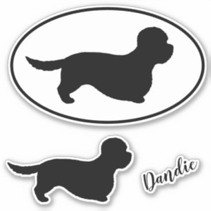 Dandie Dinmont Terrier Dog Silhouetten Sticker Set
