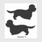 Dandie Dinmont Terrier Dog Silhouetten Sticker Set (Blatt)