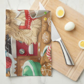 Dandie Dinmont Terrier Holiday Baking: Weihnachten Geschirrtuch (Viertel Falte)