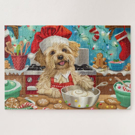 Dandie Dinmont Terrier Holiday Baking: Weihnachten Puzzle (Horizontal)