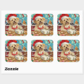 Dandie Dinmont Terrier Holiday Baking: Weihnachten Quadratischer Aufkleber (Blatt)