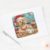 Dandie Dinmont Terrier Holiday Baking: Weihnachten Quadratischer Aufkleber (Umschlag)
