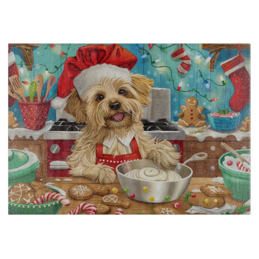 Dandie Dinmont Terrier Holiday Baking: Weihnachten Schneidebrett (Vorderseite)