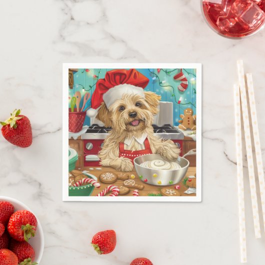 Dandie Dinmont Terrier Holiday Baking: Weihnachten Serviette (Beispiel)