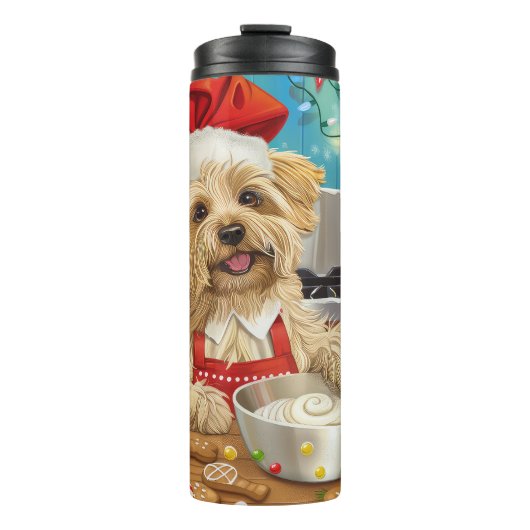 Dandie Dinmont Terrier Holiday Baking: Weihnachten Thermosbecher (Vorderseite)