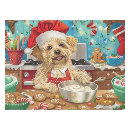 Dandie Dinmont Terrier Holiday Baking: Weihnachten Tischdecke (Vorderseite (Horizontal))