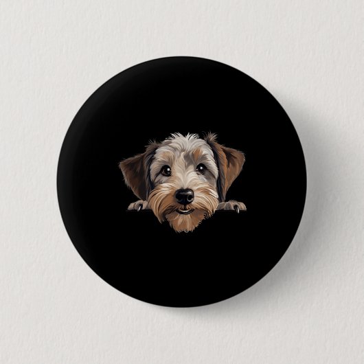 Dandie Dinmont Terrier Hundemutter Vater schaut We Button (Vorderseite)