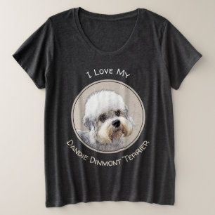 Dandie Dinmont Terrier Painting Original Dog Art Große Größe T-Shirt