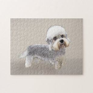 Dandie Dinmont Terrier Painting Original Dog Art Puzzle