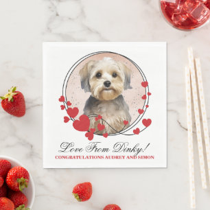 Dandie Dinmont Terrier Red Heart Frame Foto Serviette