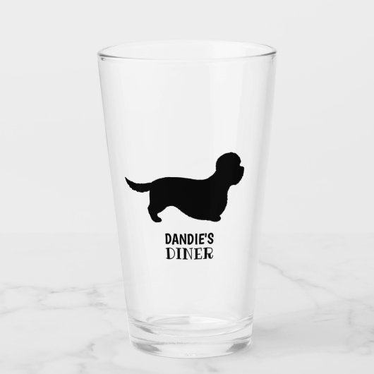 Dandie Dinmont Terrier Silhouette Custom Dog Breed Glas (Vorderseite)