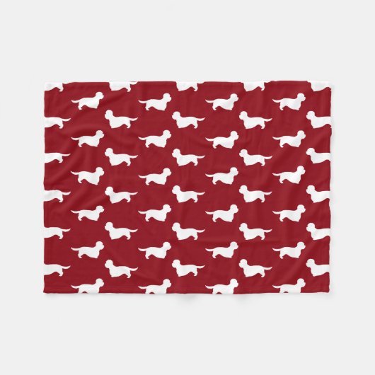 Dandie Dinmont Terrier-Silhouette-Muster-Rot Fleecedecke (Vorderseite (Horizontal))