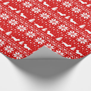 Dandie Dinmont Terrier Silhouetten Christmas Red Geschenkpapier