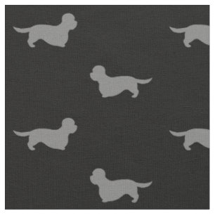 Dandie Dinmont Terrier Silhouetten Grau und Schwar Stoff