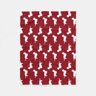 Dandie Dinmont Terrier Silhouetten Muster Rot Fleecedecke