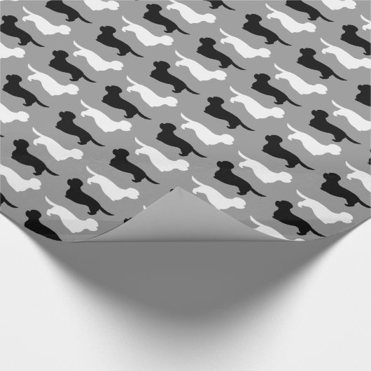 Dandie Dinmont Terrier Silhouetten Pattern Geschenkpapier (Ecke)