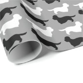 Dandie Dinmont Terrier Silhouetten Pattern Geschenkpapier (Rolleneckpunkt)