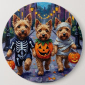 Dandie Dinmont Terrier Trick-or-Treating Halloween Button (Vorderseite)
