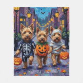 Dandie Dinmont Terrier Trick-or-Treating Halloween Fleecedecke (Vorderseite)