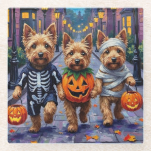 Dandie Dinmont Terrier Trick-or-Treating Halloween Glasuntersetzer