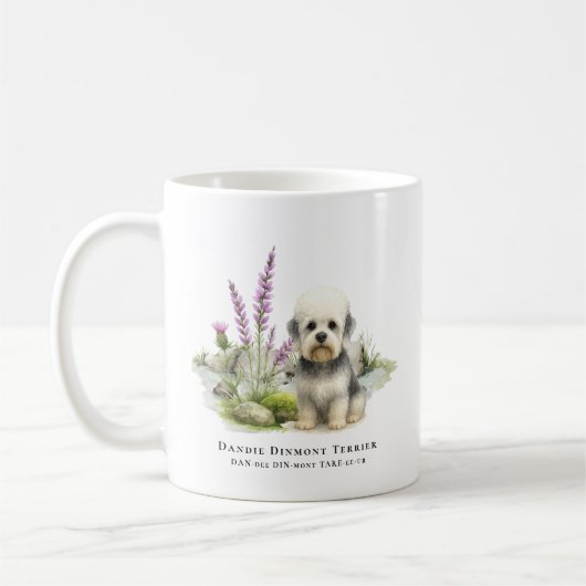 Dandie Dinmont | Watercolor Dog & Breed Quote Kaffeetasse (Links)