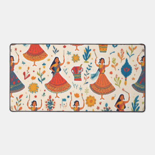 Dandiya Nights Seamless Pattern - Indian Festival Schreibtischunterlage